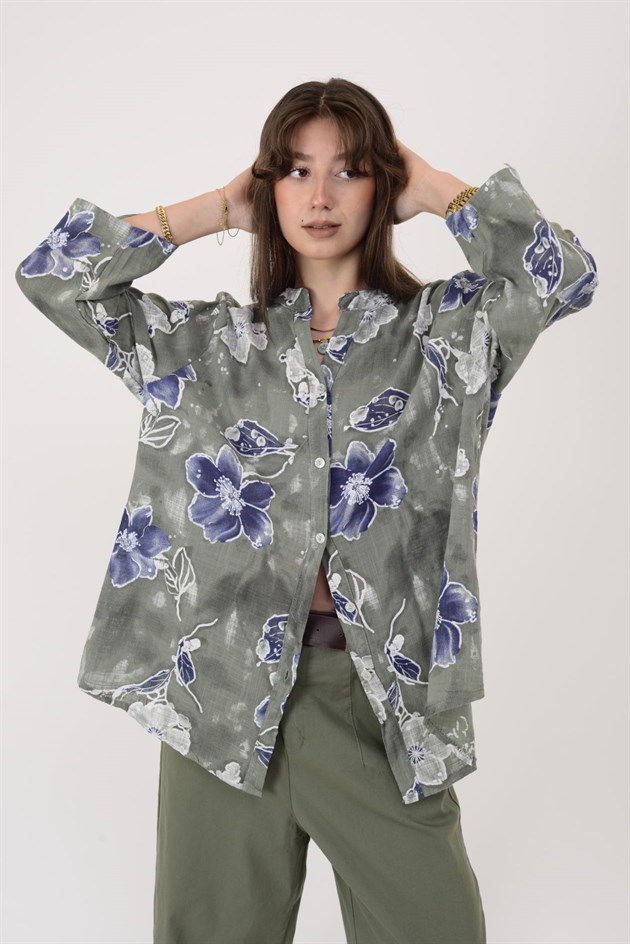 25003 ÇİÇEK DESEN GÖMLEK