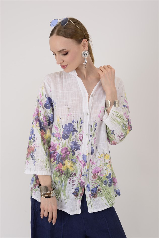 25003 ÇİÇEK DESEN GÖMLEK