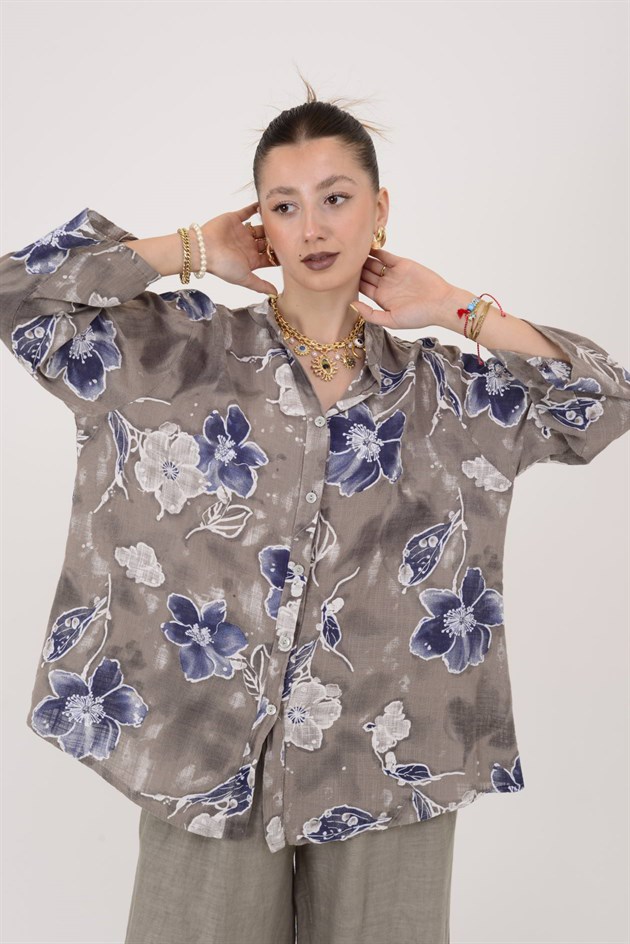 25003 ÇİÇEK DESEN GÖMLEK