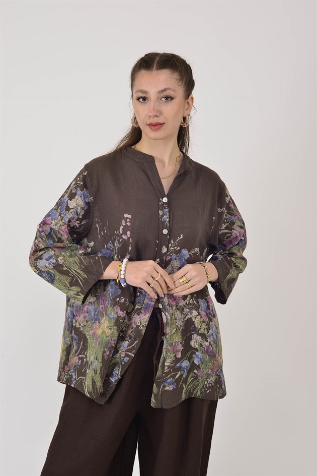 25003 ÇİÇEK DESEN GÖMLEK