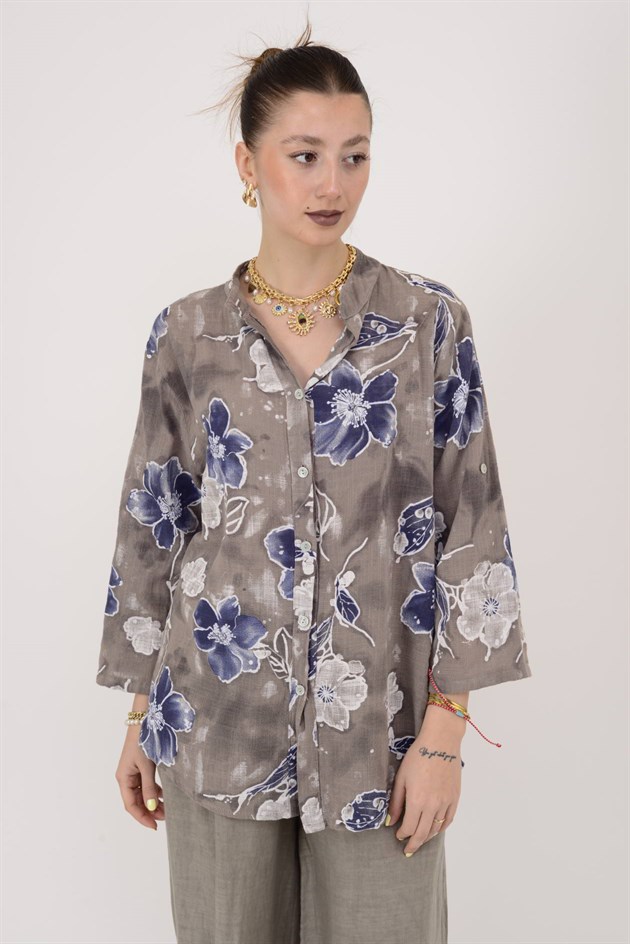 25003 ÇİÇEK DESEN GÖMLEK