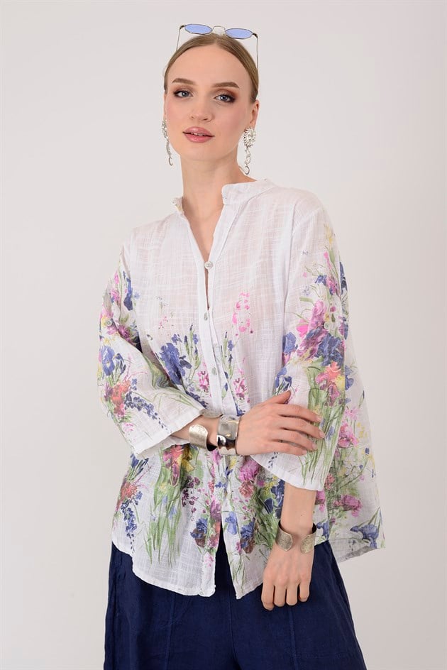 25003 ÇİÇEK DESEN GÖMLEK