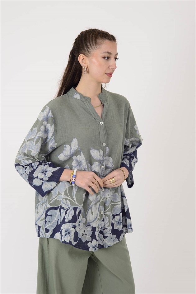 25003 ÇİÇEK DESEN GÖMLEK