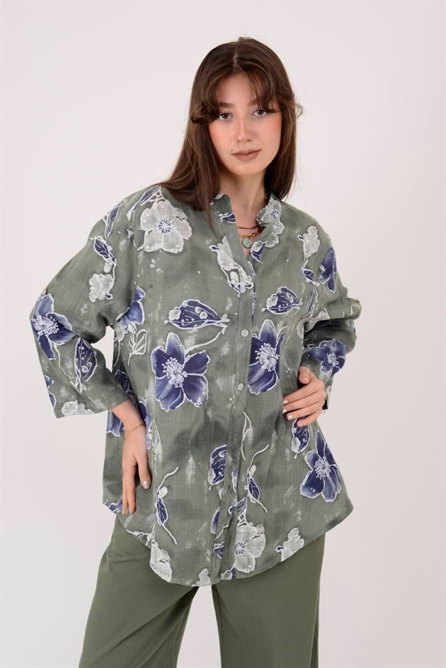 25003 ÇİÇEK DESEN GÖMLEK