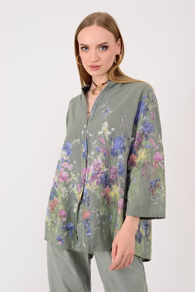 25003 ÇİÇEK DESEN GÖMLEK