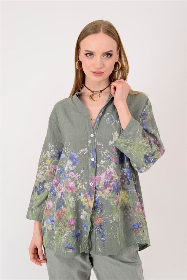 25003 ÇİÇEK DESEN GÖMLEK