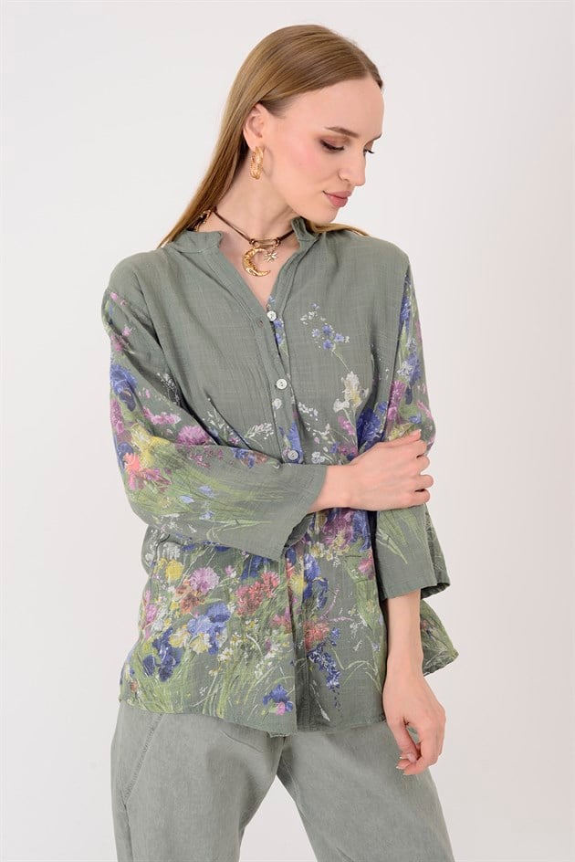 25003 ÇİÇEK DESEN GÖMLEK