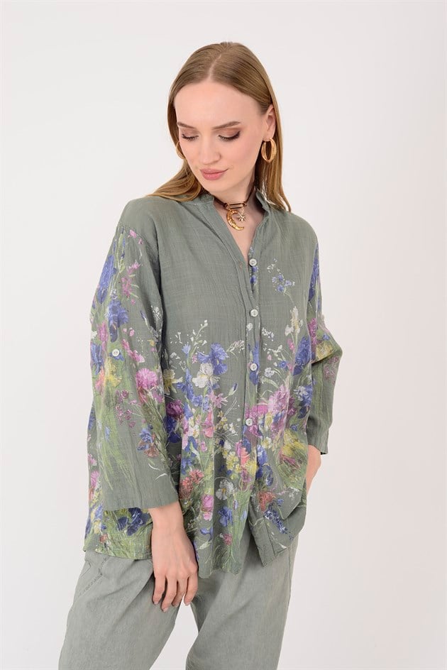 25003 ÇİÇEK DESEN GÖMLEK