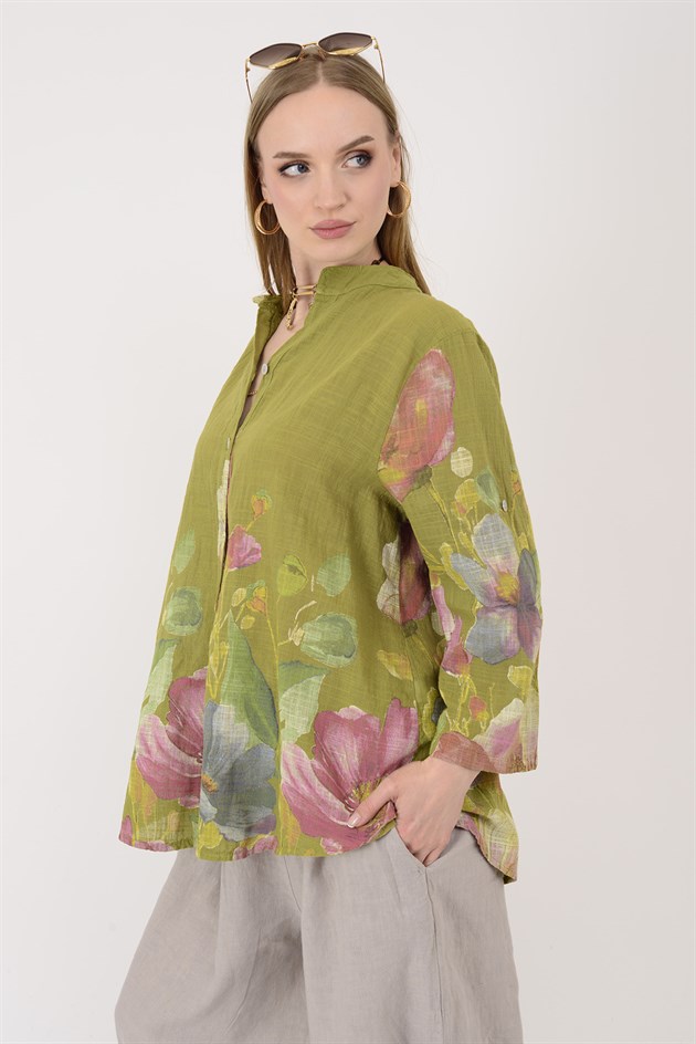 25003 GELİNCİK DESEN GÖMLEK