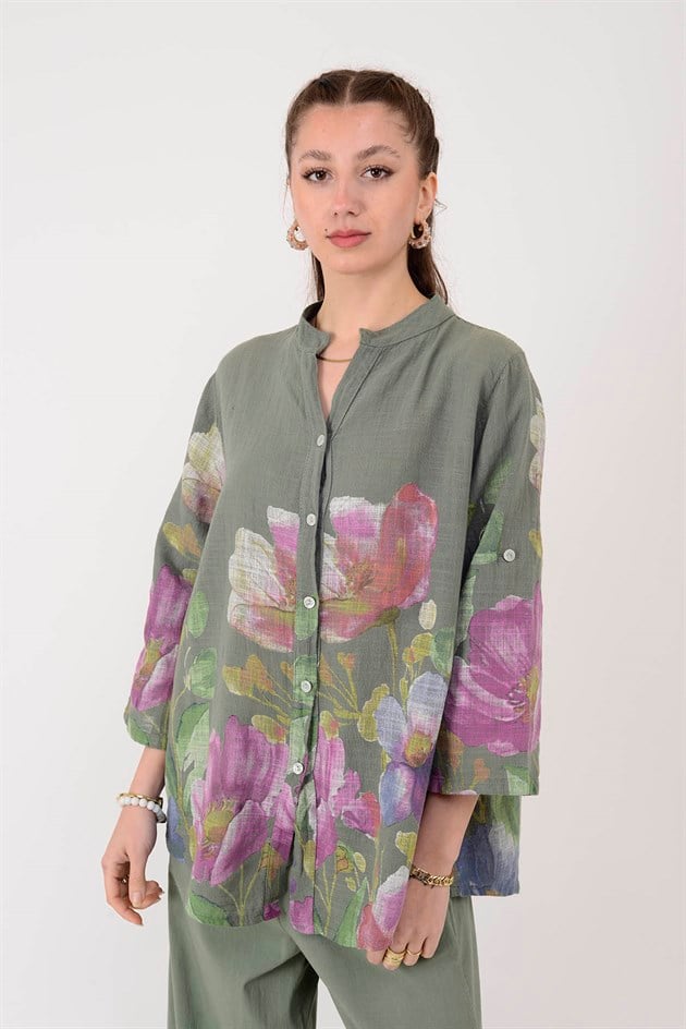 25003 GELİNCİK DESEN GÖMLEK