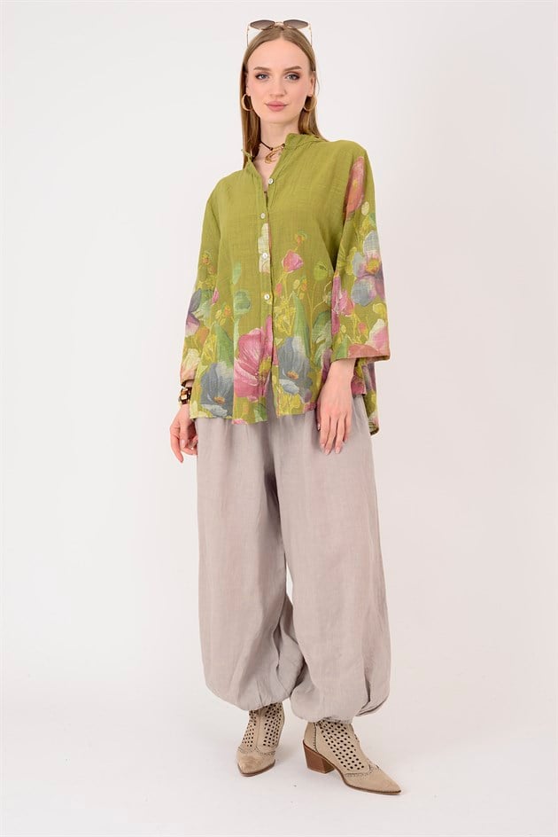 25003 GELİNCİK DESEN GÖMLEK