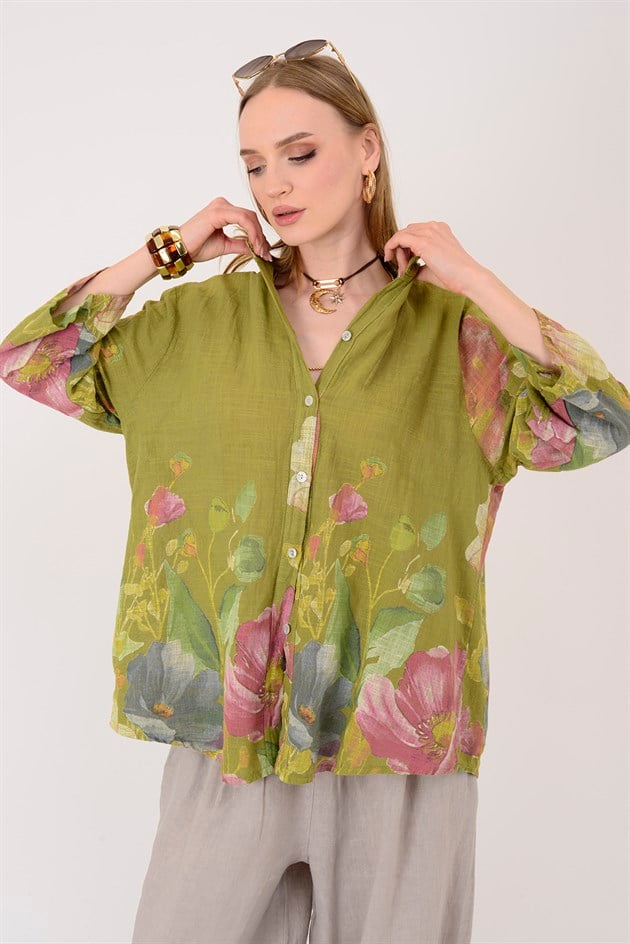 25003 GELİNCİK DESEN GÖMLEK