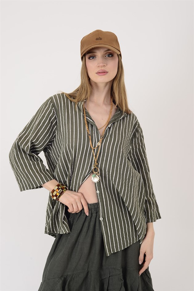 25003 LINE ÇİZGİLİ GÖMLEK