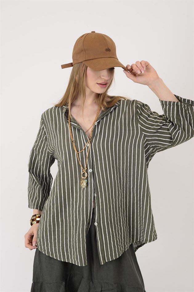 25003 LINE ÇİZGİLİ GÖMLEK