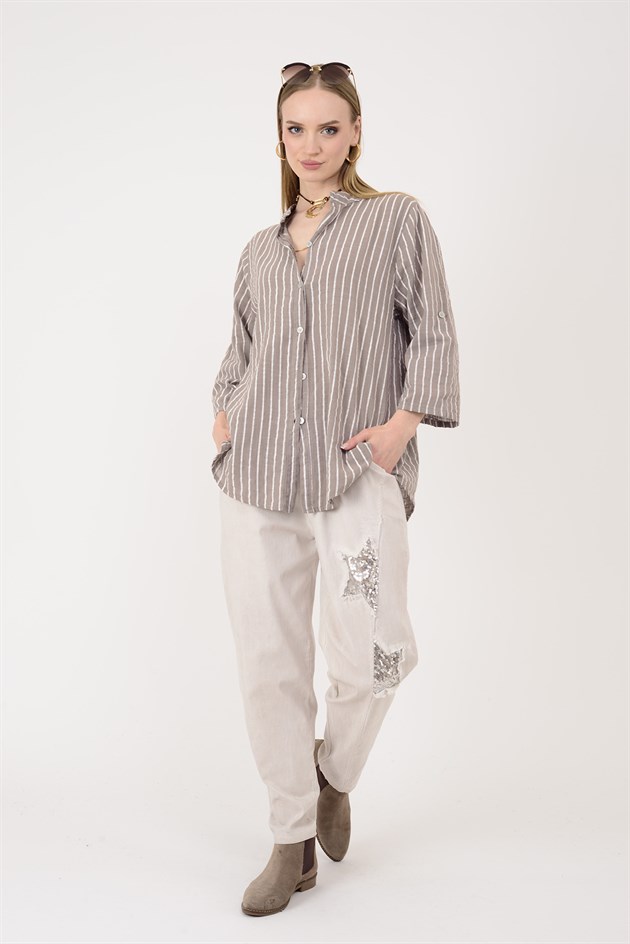 25003 LINE ÇİZGİLİ GÖMLEK