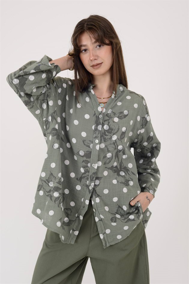 25003 PUANTİYE DESEN GÖMLEK