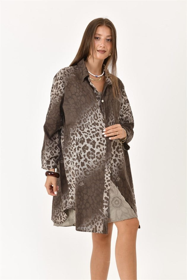 2502 LEOPAR DESEN GÖMLEK TUNİK
