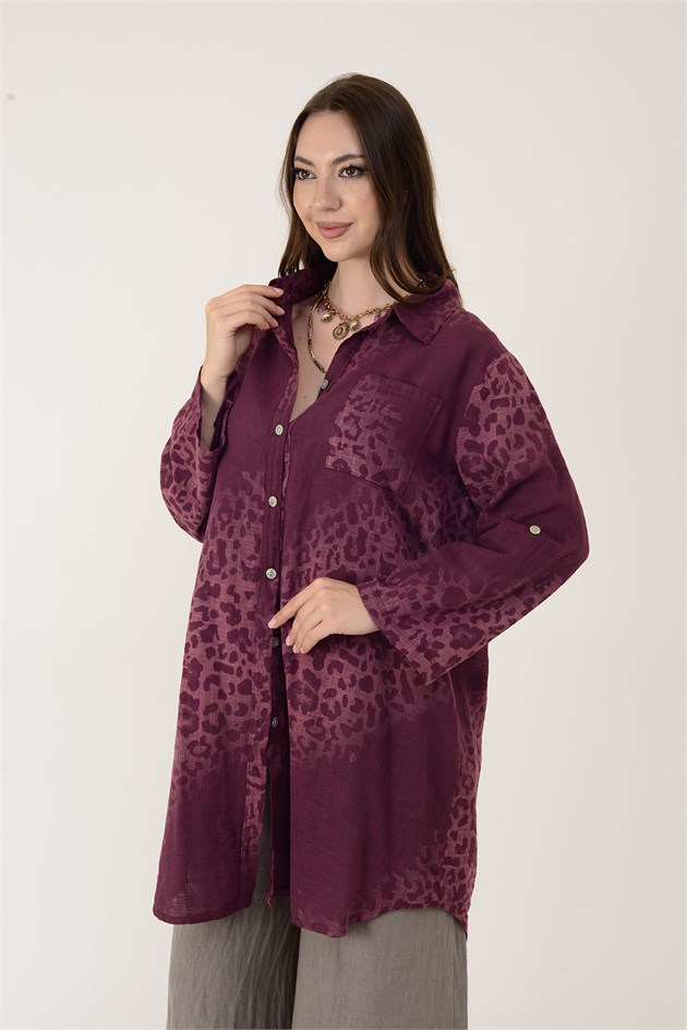2502 LEOPAR DESEN GÖMLEK TUNİK