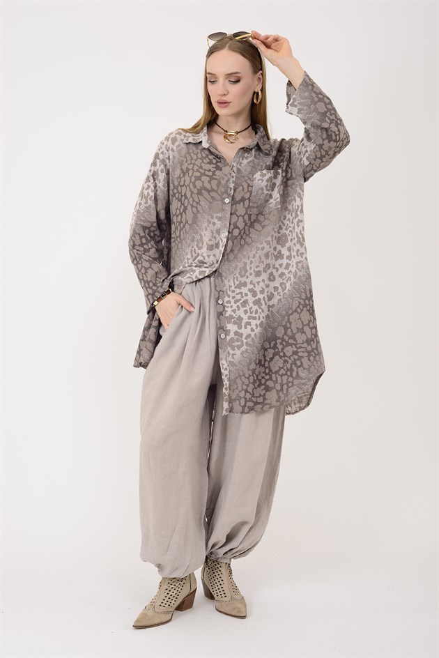 2502 LEOPAR DESEN GÖMLEK TUNİK