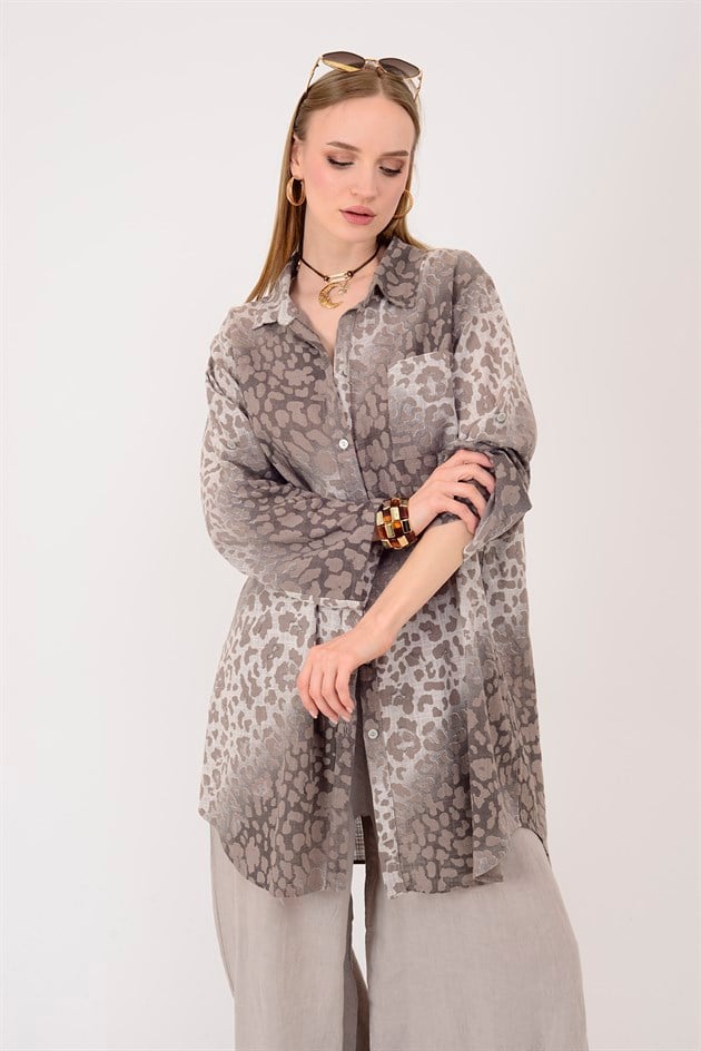 2502 LEOPAR DESEN GÖMLEK TUNİK
