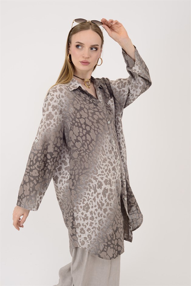 2502 LEOPAR DESEN GÖMLEK TUNİK