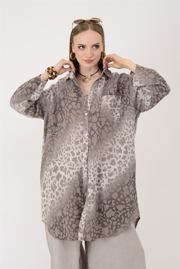 2502 LEOPAR DESEN GÖMLEK TUNİK