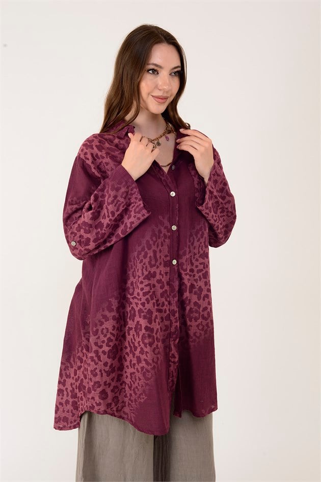 2502 LEOPAR DESEN GÖMLEK TUNİK