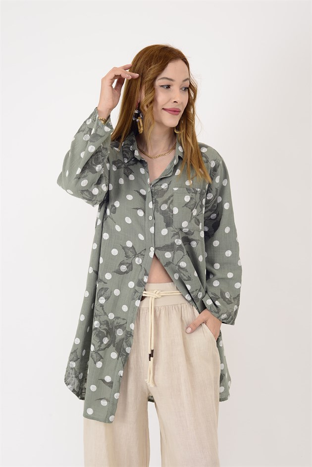 2502 PUANTİYE DESEN GÖMLEK TUNİK