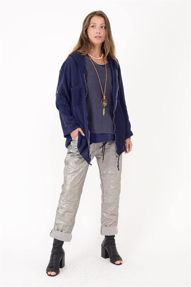 25121 AJUR DETAYLI KAPÜŞONLU FERMUARLI CEKET