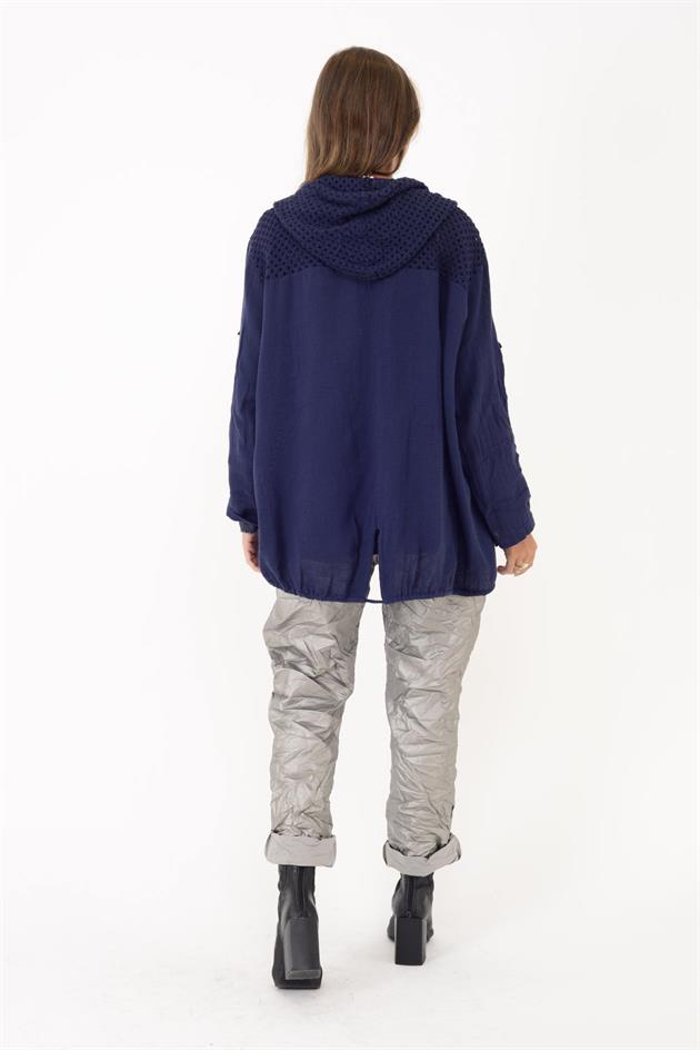 25121 AJUR DETAYLI KAPÜŞONLU FERMUARLI CEKET