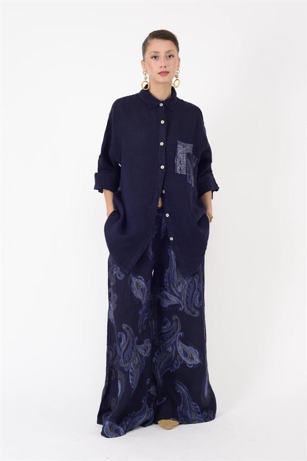 25250 ŞAL DESEN PUL DETAYLI HASIR KEMERLİ KETEN TAKIM