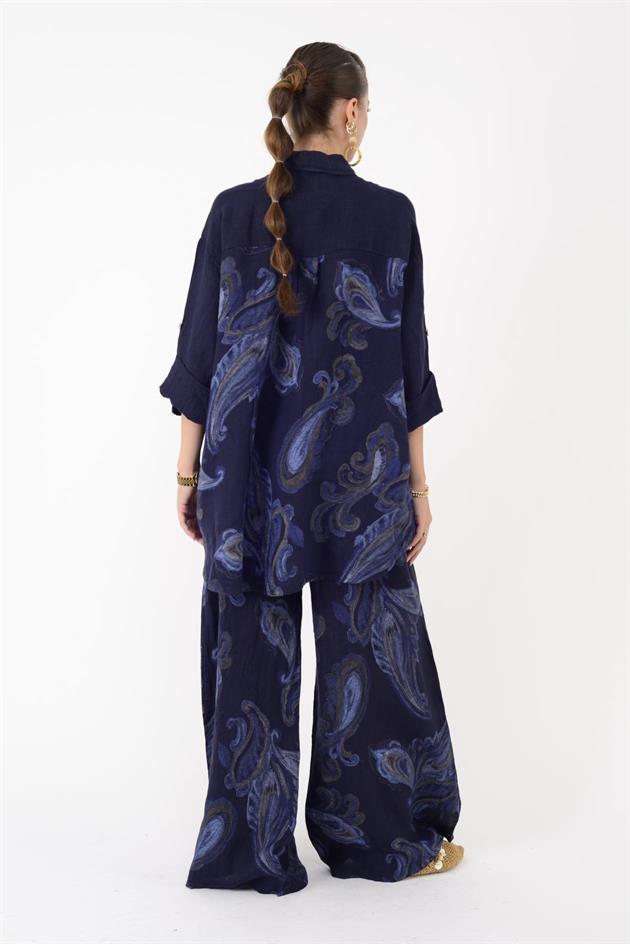 25250 ŞAL DESEN PUL DETAYLI HASIR KEMERLİ KETEN TAKIM