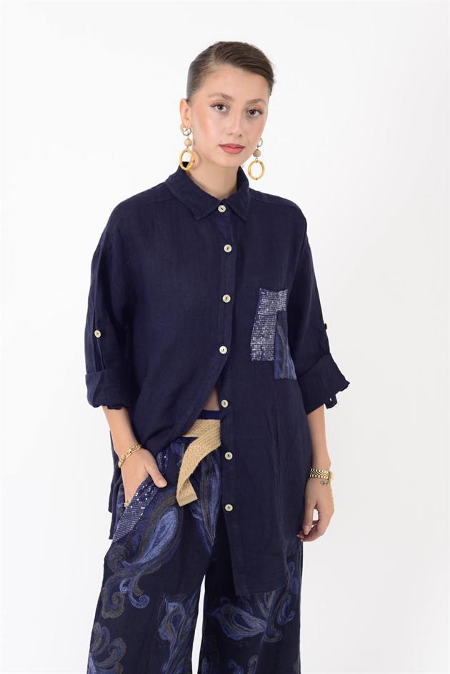 25250 ŞAL DESEN PUL DETAYLI HASIR KEMERLİ KETEN TAKIM