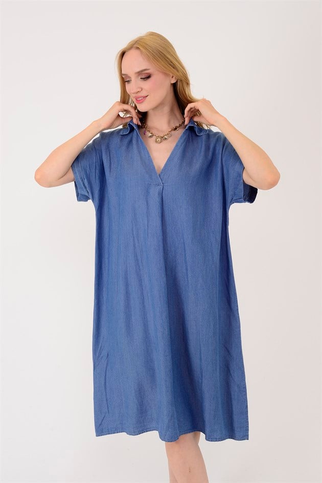 252679 POLO YAKA TENSEL KOT KISA ELBİSE
