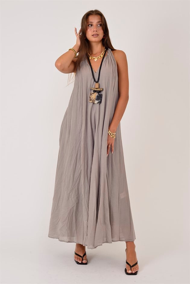 25406 GLAM HALTER YAKA ELBİSE