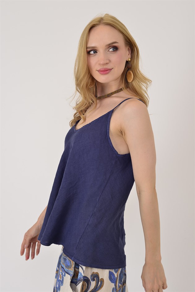 25T842 V YAKA ASKILI KETEN BLUZ