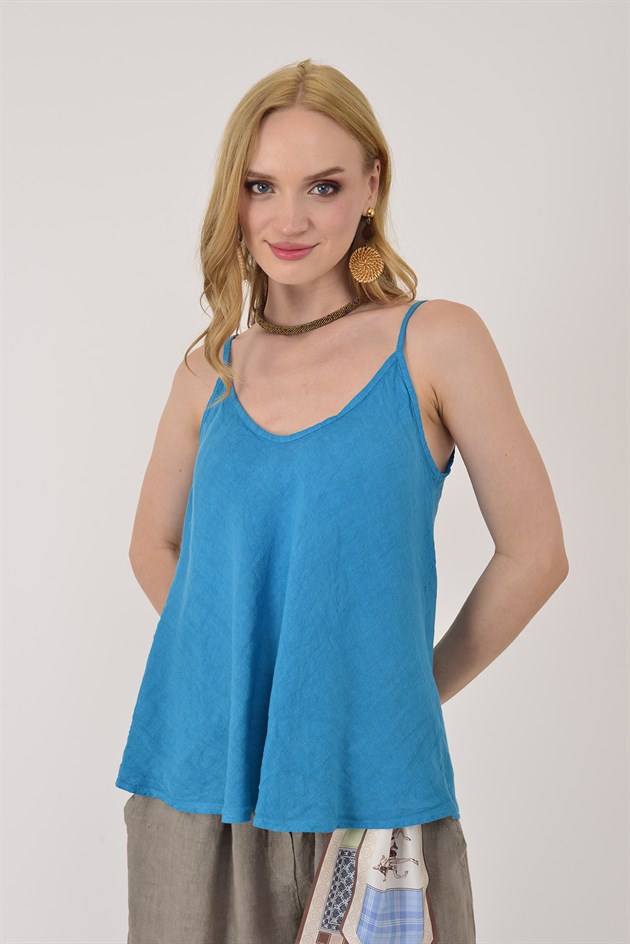 25T842 V YAKA ASKILI KETEN BLUZ