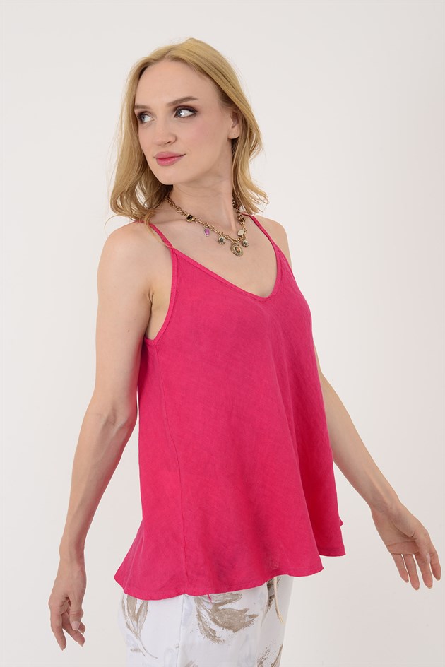 25T842 V YAKA ASKILI KETEN BLUZ