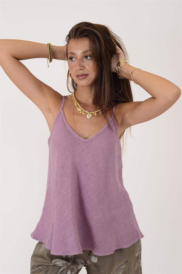 25T842 V YAKA ASKILI KETEN BLUZ