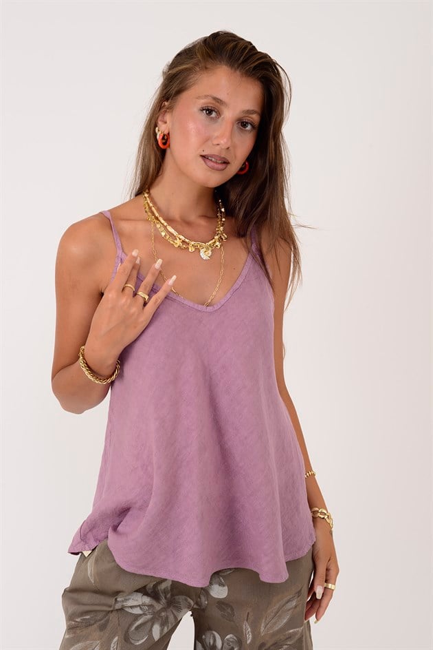25T842 V YAKA ASKILI KETEN BLUZ