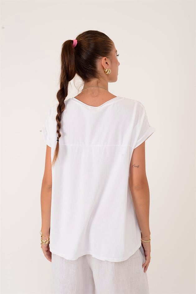 26527 AJUR DETAYLI KISA KOLLU BLUZ