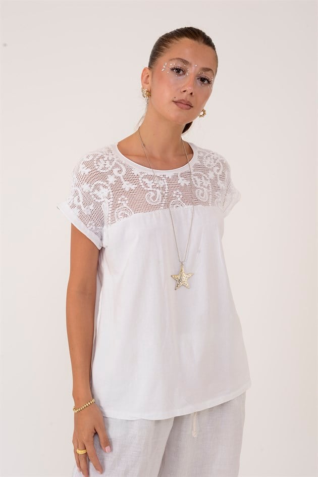 26527 AJUR DETAYLI KISA KOLLU BLUZ