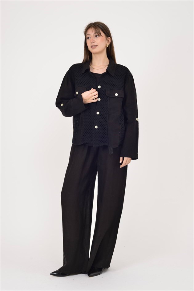 27-22 AJUR DETAYLI KETEN CEKET