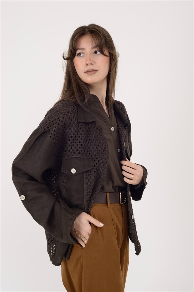 27-22 AJUR DETAYLI KETEN CEKET