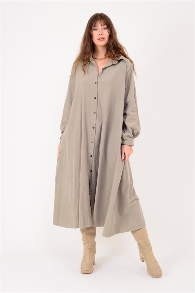 2743 LOVA FİTİLLİ KADİFE GÖMLEK ELBİSE