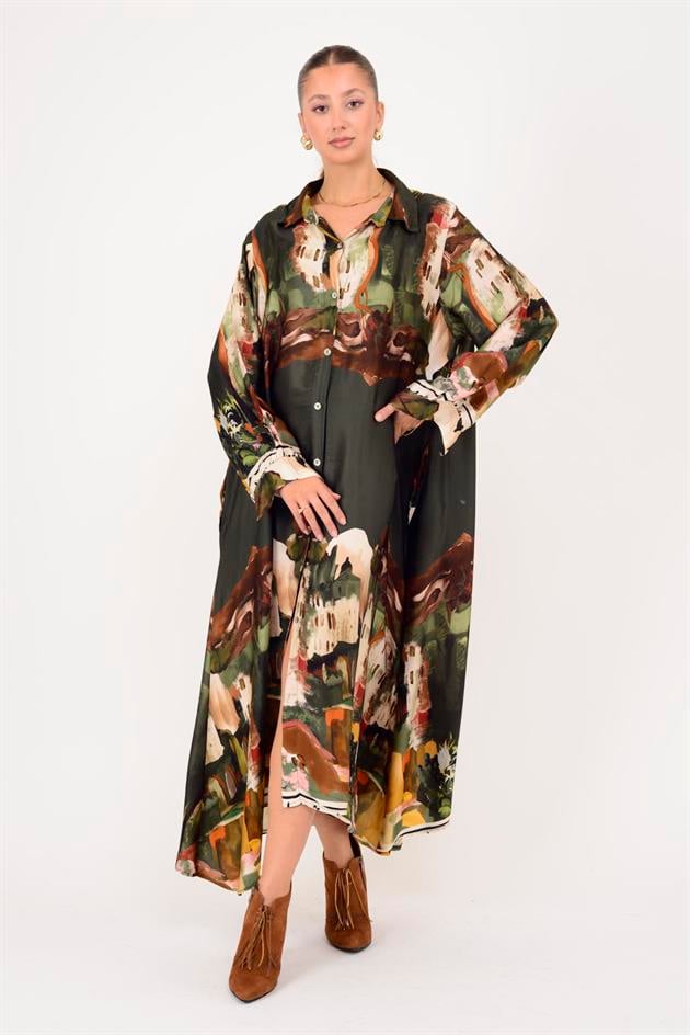 2743 LOVA SATEN GÖMLEK ELBİSE