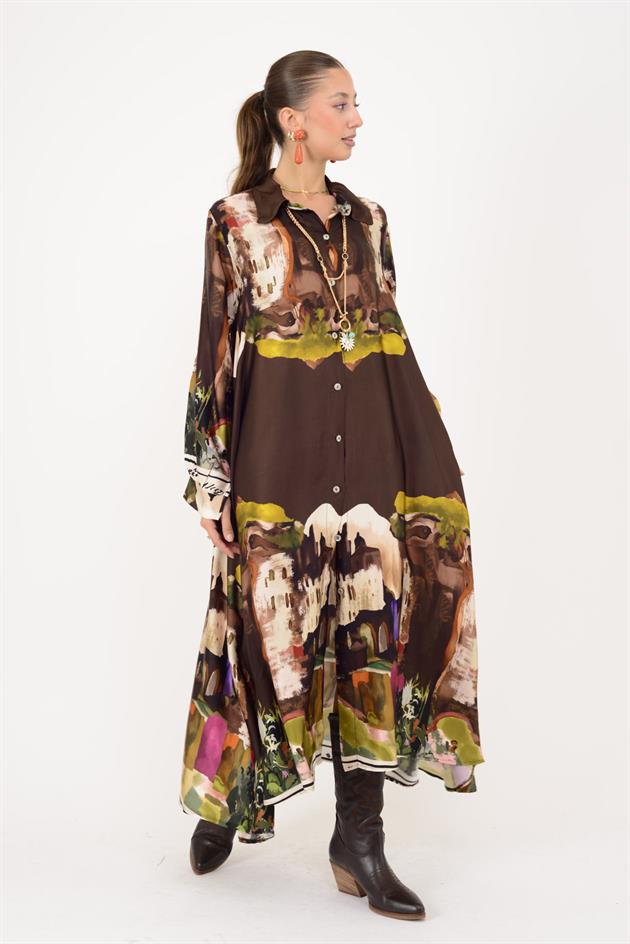 2743 LOVA SATEN GÖMLEK ELBİSE