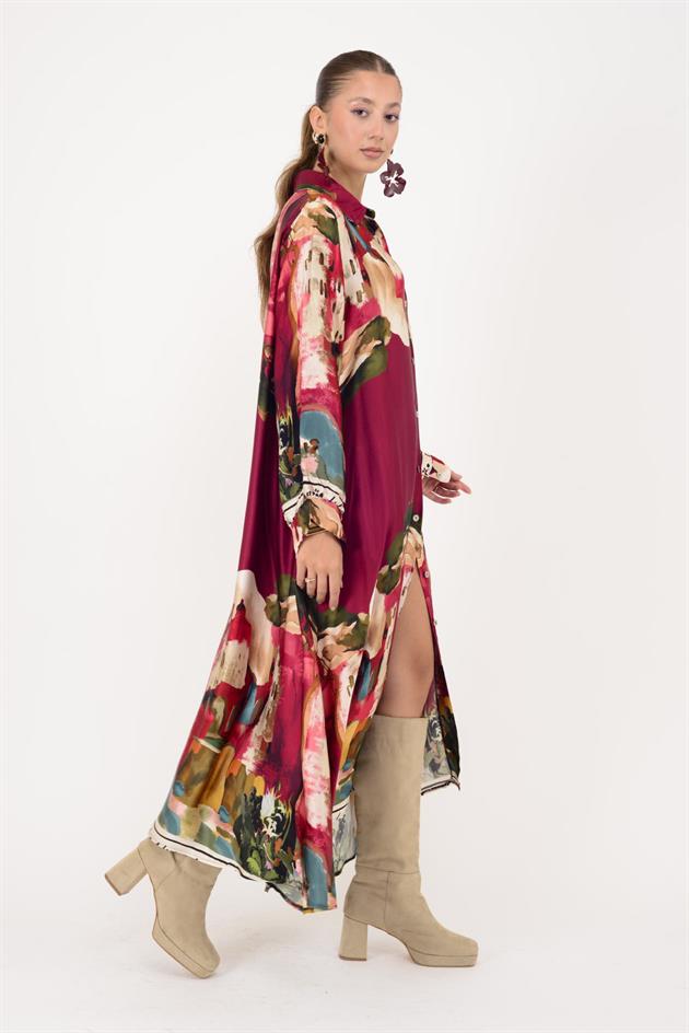 2743 LOVA SATEN GÖMLEK ELBİSE