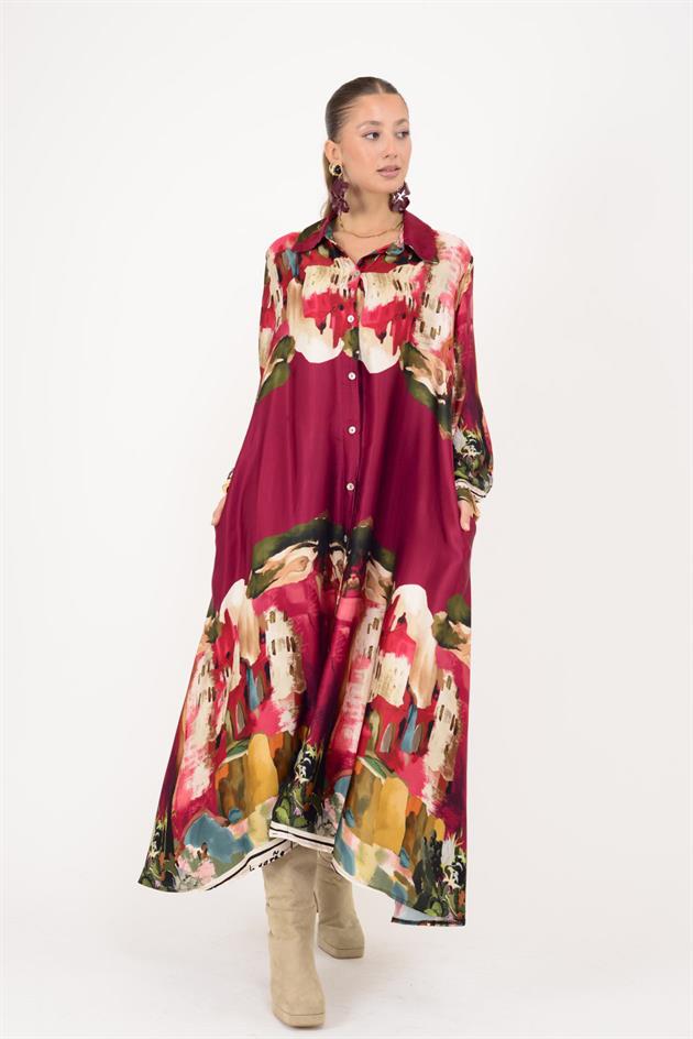 2743 LOVA SATEN GÖMLEK ELBİSE