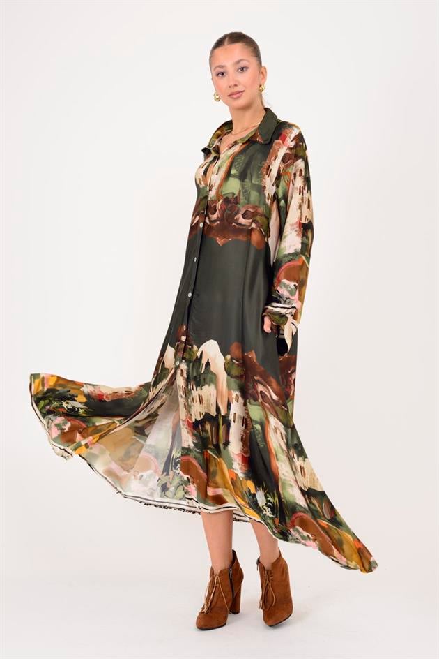 2743 LOVA SATEN GÖMLEK ELBİSE